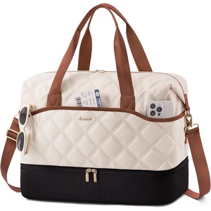 image:imageLOVEVOOK Travel Carry On Bag for Women Lightweight Weekender Bags with Shoe Compartment Wet Pocket Hospital Overnight Bags for Women Labor Delivery Personal Item Duffle Bag for Gym SportWhite  Brown