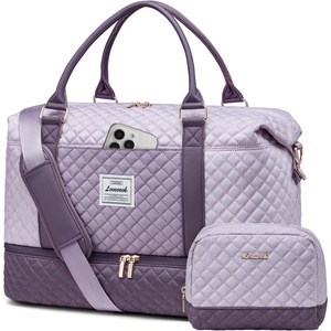 image:imageLOVEVOOK Travel Duffle BagWeekender Bags for Women with Shoe CompartmentCarry on Overnight Bag with Toiletry BagGym Duffel Bag with Wet Pocket Hospital Bags for Labor and DeliveryGrayish PurpleDark Purple