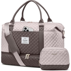 image:imageLOVEVOOK Travel Duffle BagWeekender Bags for Women with Shoe CompartmentCarry on Overnight Bag with Toiletry BagGym Duffel Bag with Wet Pocket Hospital Bags for Labor and DeliveryLIight Pink  Coffeea