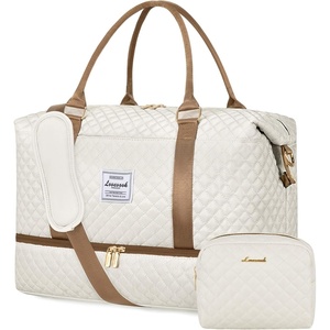 image:imageLOVEVOOK Travel Duffle BagWeekender Bags for Women with Shoe CompartmentCarry on Overnight Bag with Toiletry BagGym Duffel Bag with Wet Pocket Hospital Bags for Labor and DeliveryBeigeBrowna