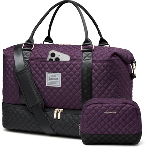 image:imageLOVEVOOK Travel Duffle BagWeekender Bags for Women with Shoe CompartmentCarry on Overnight Bag with Toiletry BagGym Duffel Bag with Wet Pocket Hospital Bags for Labor and DeliveryPurpleBlacka