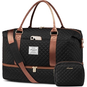 image:imageLOVEVOOK Travel Duffle BagWeekender Bags for Women with Shoe CompartmentCarry on Overnight Bag with Toiletry BagGym Duffel Bag with Wet Pocket Hospital Bags for Labor and DeliveryBlackBrownL