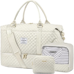 image:imageLOVEVOOK Travel Duffle BagWeekender Bags for Women with Shoe CompartmentCarry on Overnight Bag with Toiletry BagGym Duffel Bag with Wet Pocket Hospital Bags for Labor and DeliveryBeigea3pc