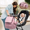 image:imageLOVEVOOK Diaper Bag Backpack Small Baby Bag Cute Baby Diaper Bag Stylish WaterResistant Travel Baby Bag for Mom Baby Backpack with Changing Pad Stroller Straps Black BeigePink