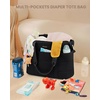 image:imageLOVEVOOK Diaper Bag Tote 156 Inch Puffer Diaper Bag Waterproof Travel Diaper Tote with Changing Pad Pacifier CaseBlack