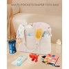 image:imageLOVEVOOK Diaper Bag Tote 156 Inch Puffer Diaper Bag Waterproof Travel Diaper Tote with Changing Pad Pacifier CaseOffwhite
