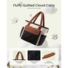 image:imageLOVEVOOK Insulated Lunch Bag Women Puffer Adult Large Lunch Box for Work  Wide Opening Large Lunch Tote Giant Tumbler Holder Leakproof Cooler Bag For College Picnic Beach Family Shoulder StrapBrown Beige