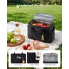 image:imageLOVEVOOK Insulated Lunch Bag Women Puffer Adult Lunch Box for Women Black  Wide Opening Large Loncheras Para Mujer with Cup HolderStrawberry CharmLeakproof Cooler Bag for Teacher Picnic Beach TravelKhaki Beige