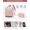 image:imageLOVEVOOK Laptop Backpack for Women 156 Inch Laptop Bag with USB Port Fashion Waterproof Backpacks Teacher Nurse Stylish Travel Bags Vintage Daypacks Bookbag for College School WorkGrey  Pink