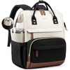 image:imageLOVEVOOK Laptop Backpack for Women 156 Inch Work Business Backpacks Purse With Large Capacity Waterproof Nurse Bag College Bookbag for School Waterproof Casual Daypack for TravelBeigeblack