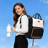 image:imageLOVEVOOK Laptop Backpack for Women with Giant Tumbler Holder Pocket for Travel Work Nurse TeacherBlack White Browndiamond Pattern