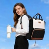 image:imageLOVEVOOK Laptop Backpack for Women with Giant Tumbler Holder Pocket for Travel Work Nurse TeacherBlack White Brownv Stitch