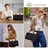 image:imageLOVEVOOK Laptop Tote Bag for WomenCanvas Work Tote Bag for Women with Clutch Purse156 Inch Computer Briefcase BagProfessional Teacher Business Office BagLightweight Shoulder TravelBlack and White Brown