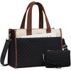 image:imageLOVEVOOK Laptop Tote Bag for WomenCanvas Work Tote Bag for Women with Clutch Purse156 Inch Computer Briefcase BagProfessional Teacher Business Office BagLightweight Shoulder TravelBlack and White Brown
