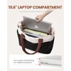 image:imageLOVEVOOK Tote Bag for Women Puffer Work Travel Handbag with Zipper for Teacher Nurse Quilted Cute Laptop Shoulder Gym BagBlack White