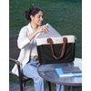 image:imageLOVEVOOK Tote Bag for Women Puffer Work Travel Handbag with Zipper for Teacher Nurse Quilted Cute Laptop Shoulder Gym BagBlack White