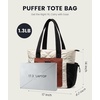 image:imageLOVEVOOK Tote Bag for Women puffer tote bag for Work Travel Nurse Lightweight quilted Bags with CompartmentsL173 Inchcreamblackbrown