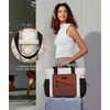 image:imageLOVEVOOK Tote Bag for Women puffer tote bag for Work Travel Nurse Lightweight quilted Bags with CompartmentsL173 Inchcreamblackbrown