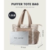 image:imageLOVEVOOK Tote Bag for Women puffer tote bag for Work Travel Nurse Lightweight quilted Bags with CompartmentsM156 Inchcreamkhaki