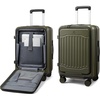 image:imageLOVEVOOK Carry On Luggage 22x14x9 Airline Approved Expandable Hard Shell Suitcase with Spinner Wheels USB Charging Port amp Front Pocket PC Hardside Rolling Luggage with TSA Lock for TravelBeigeBlackGreen