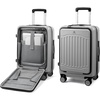 image:imageLOVEVOOK Carry On Luggage 22x14x9 Airline Approved Expandable Hard Shell Suitcase with Spinner Wheels USB Charging Port amp Front Pocket PC Hardside Rolling Luggage with TSA Lock for TravelBeigeGreyBlack