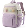 image:imageLOVEVOOK College Laptop Backpack for Women Work Computer Travel Backpack  Giant Tumbler Holder 156Inch Backpack with Laptop Compartment Padded Panel Chest BuckleCommuter Teacher Purse Bag BlackBeige  Light Purple