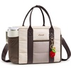 image:imageLOVEVOOK Insulated Lunch Bag Women Puffer Adult Lunch Box for Women Black  Wide Opening Large Loncheras Para Mujer with Cup HolderStrawberry CharmLeakproof Cooler Bag for Teacher Picnic Beach TravelNude Khaki Beige