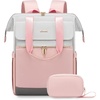 image:imageLOVEVOOK Laptop Backpack for Women 156 Inch Laptop Bag with USB Port Fashion Waterproof Backpacks Teacher Nurse Stylish Travel Bags Vintage Daypacks Bookbag for College School WorkGrey  Pink