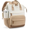 image:imageLOVEVOOK Laptop Backpack for Women 156 Inch Work Business Backpacks Purse With Large Capacity Waterproof Nurse Bag College Bookbag for School Waterproof Casual Daypack for TravelCreamwhitekhaki