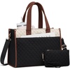 image:imageLOVEVOOK Laptop Tote Bag for WomenCanvas Work Tote Bag for Women with Clutch Purse156 Inch Computer Briefcase BagProfessional Teacher Business Office BagLightweight Shoulder TravelBlack and White Brown