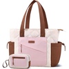 image:imageLOVEVOOK Tote Bag for Women puffer tote bag for Work Travel Nurse Lightweight quilted Bags with CompartmentsM156 Inchcreampink