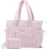image:imageLOVEVOOK Tote Bag for Women puffer tote bag for Work Travel Nurse Lightweight quilted Bags with CompartmentsM156 Inchpink