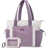 image:imageLOVEVOOK Tote Bag for Women puffer tote bag for Work Travel Nurse Lightweight quilted Bags with Compartmentsm156 Inchcreampurple