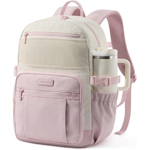 image:imageLOVEVOOK College Laptop Backpack for Women Work Computer Travel Backpack  Giant Tumbler Holder 156Inch Backpack with Laptop Compartment Padded Panel Chest BuckleCommuter Teacher Purse Bag BlackBeige  Light Pink