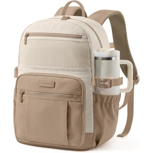image:imageLOVEVOOK College Laptop Backpack for Women Work Computer Travel Backpack  Giant Tumbler Holder 156Inch Backpack with Laptop Compartment Padded Panel Chest BuckleCommuter Teacher Purse Bag BlackBeige  Khaki