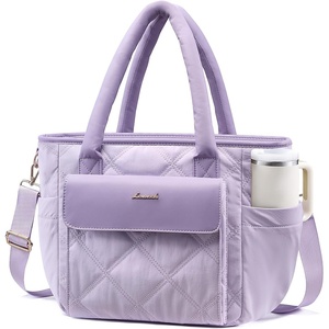 image:imageLOVEVOOK Insulated Lunch Bag Women Puffer Adult Large Lunch Box for Work  Wide Opening Large Lunch Tote Giant Tumbler Holder Leakproof Cooler Bag For College Picnic Beach Family Shoulder StrapPurple