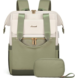 image:imageLOVEVOOK Laptop Backpack for Women 156 Inch Laptop Bag with USB Port Fashion Waterproof Backpacks Teacher Nurse Stylish Travel Bags Vintage Daypacks Bookbag for College School WorkBeige  Bean Green