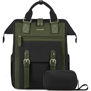 image:imageLOVEVOOK Laptop Backpack for Women Teacher Bag Work Backpack Purse Laptop Computer Back Pack Business Travel Backpack Nursing College Book bag 156inch BlackBeigeBrownBlackarmy Greenarmy Green