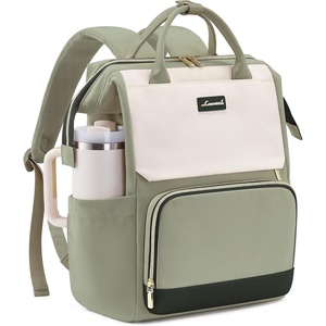 image:imageLOVEVOOK Laptop Backpack for Women with Giant Tumbler Holder Pocket for Travel Work Nurse TeacherBean Green Beige