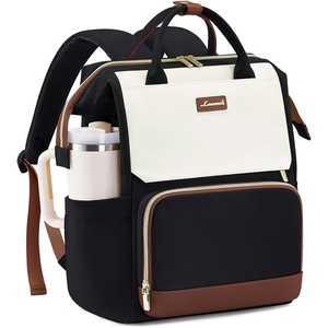 image:imageLOVEVOOK Laptop Backpack for Women with Giant Tumbler Holder Pocket for Travel Work Nurse TeacherBlack White Brown