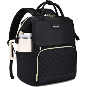 image:imageLOVEVOOK Laptop Backpack for Women with Giant Tumbler Holder Pocket for Travel Work Nurse TeacherBlackv Stitch