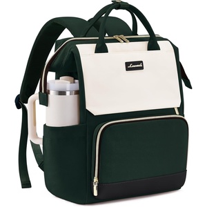 image:imageLOVEVOOK Laptop Backpack for Women with Giant Tumbler Holder Pocket for Travel Work Nurse TeacherDark Green Beige Black