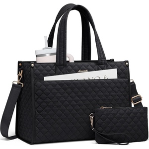 image:imageLOVEVOOK Laptop Tote Bag for WomenCanvas Work Tote Bag for Women with Clutch Purse156 Inch Computer Briefcase BagProfessional Teacher Business Office BagLightweight Shoulder TravelBlack
