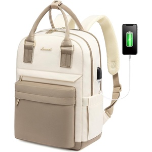 image:imageLOVEVOOK Mini Backpack for Women Girls Stylish Waterproof Backpack Purse with USB Port Cute Daypack for School Travel PartyKhaki  Beigeseparate Laptop Compartment
