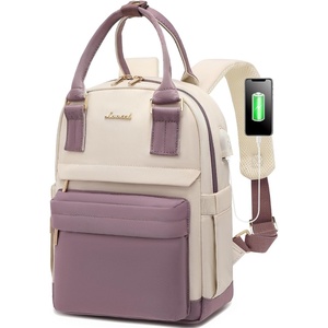 image:imageLOVEVOOK Mini Backpack for Women Girls Stylish Waterproof Backpack Purse with USB Port Cute Daypack for School Travel PartyPurple  Beige