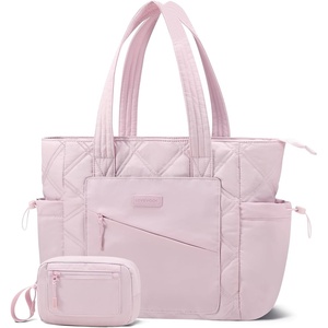 image:imageLOVEVOOK Tote Bag for Women puffer tote bag for Work Travel Nurse Lightweight quilted Bags with CompartmentsM156 Inchpink