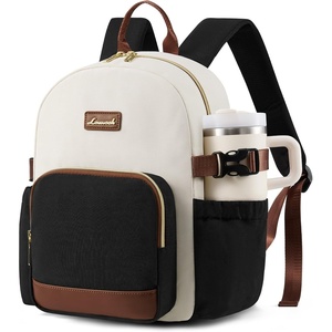 image:imageLOVEVOOK Upgrade Mini Backpack Purse for Women with Giant Tumbler Holder  Lightweight Small Backpack Women for Work Travel Park Cute WaterResistant Mini Backpack for Daily CollegeGift Beige BlackBeige Black Brown